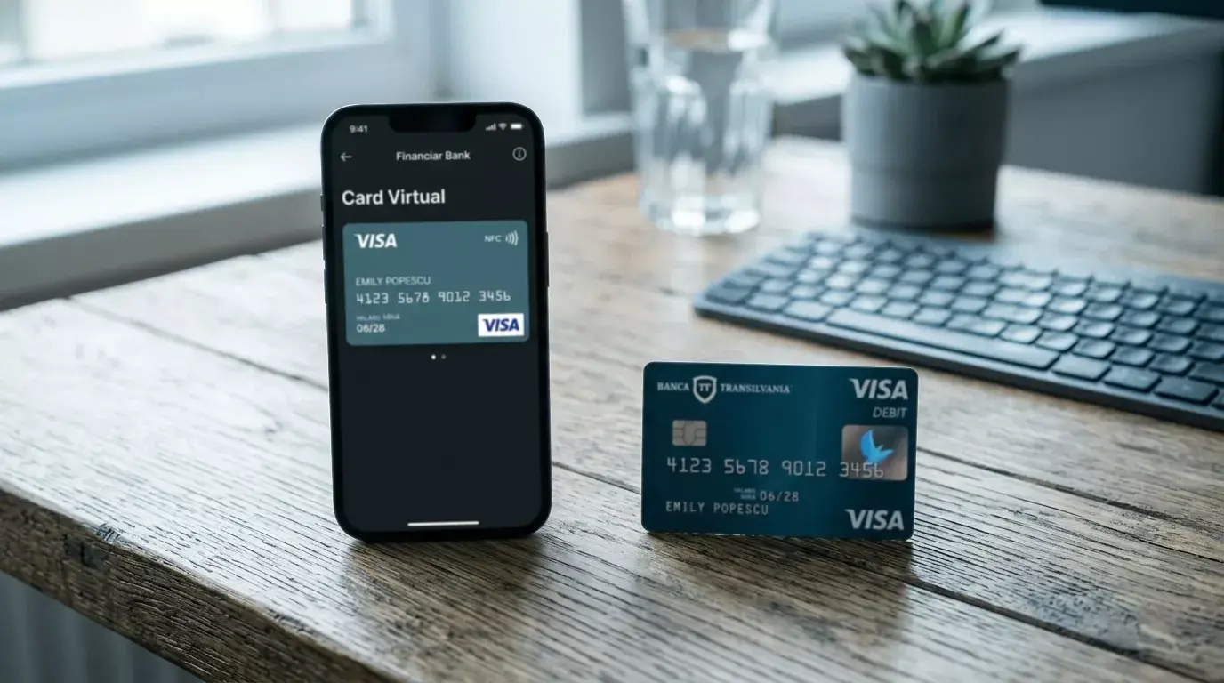 Card virtual Visa generat în aplicație mobilă alături de cardul fizic