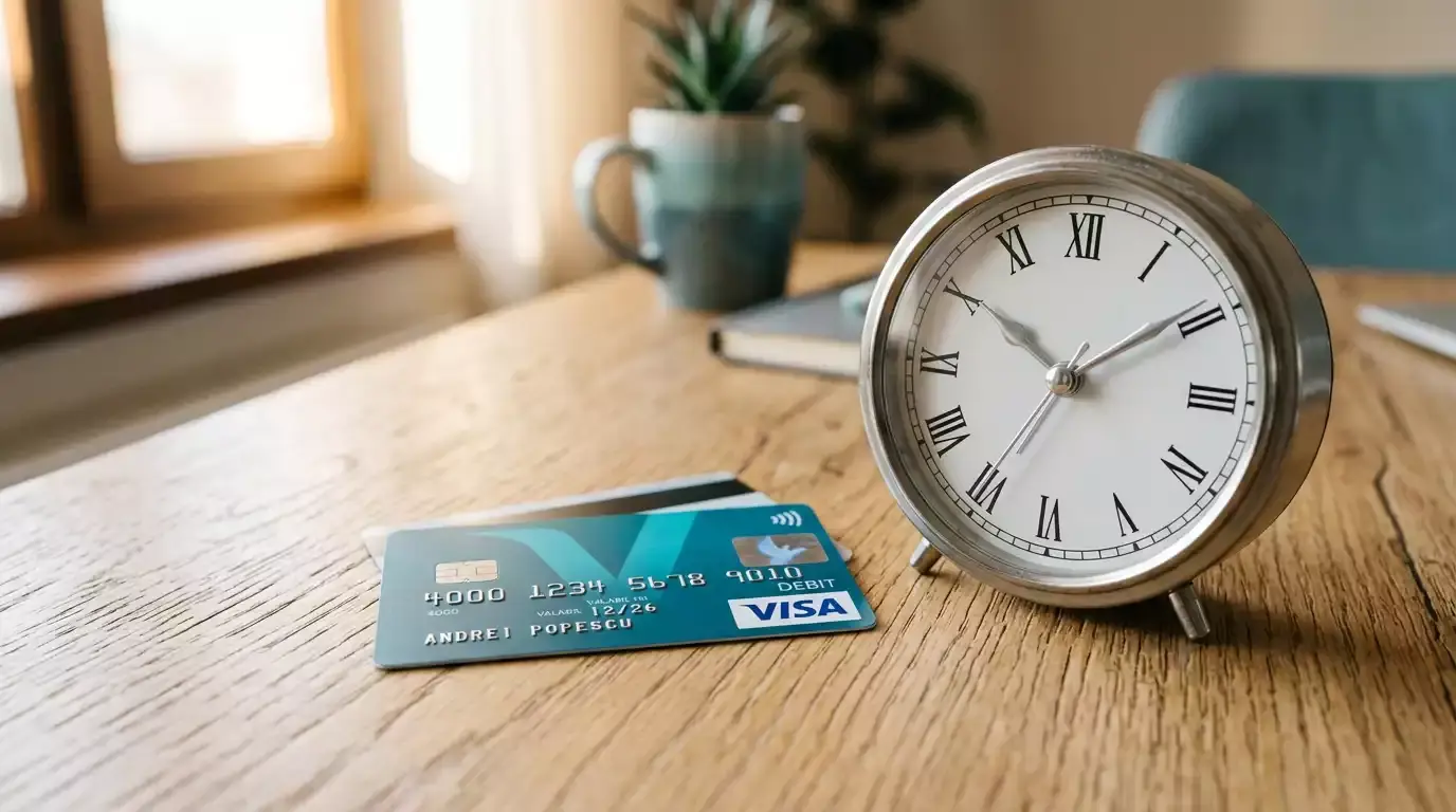 Cronologie cu trei scenarii de retragere Visa: instant, 24h, 3 zile lucrătoare