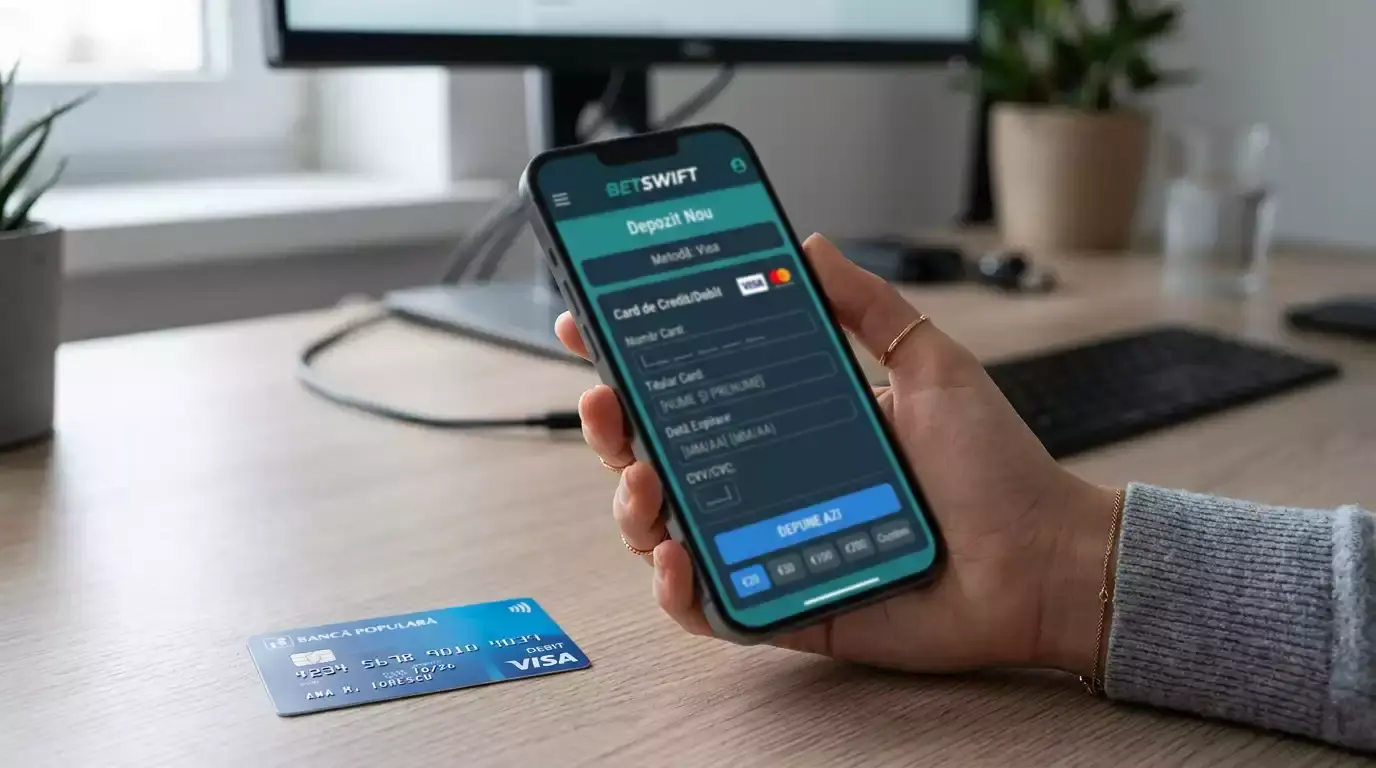 Interfață mobilă Betano cu formular de depunere prin card Visa